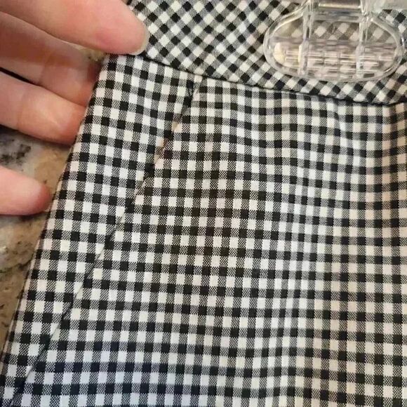 Talbots Women's Black & White Cotton/Spandex Gingham Check Straight Lined Skirt - Picture 6 of 9
